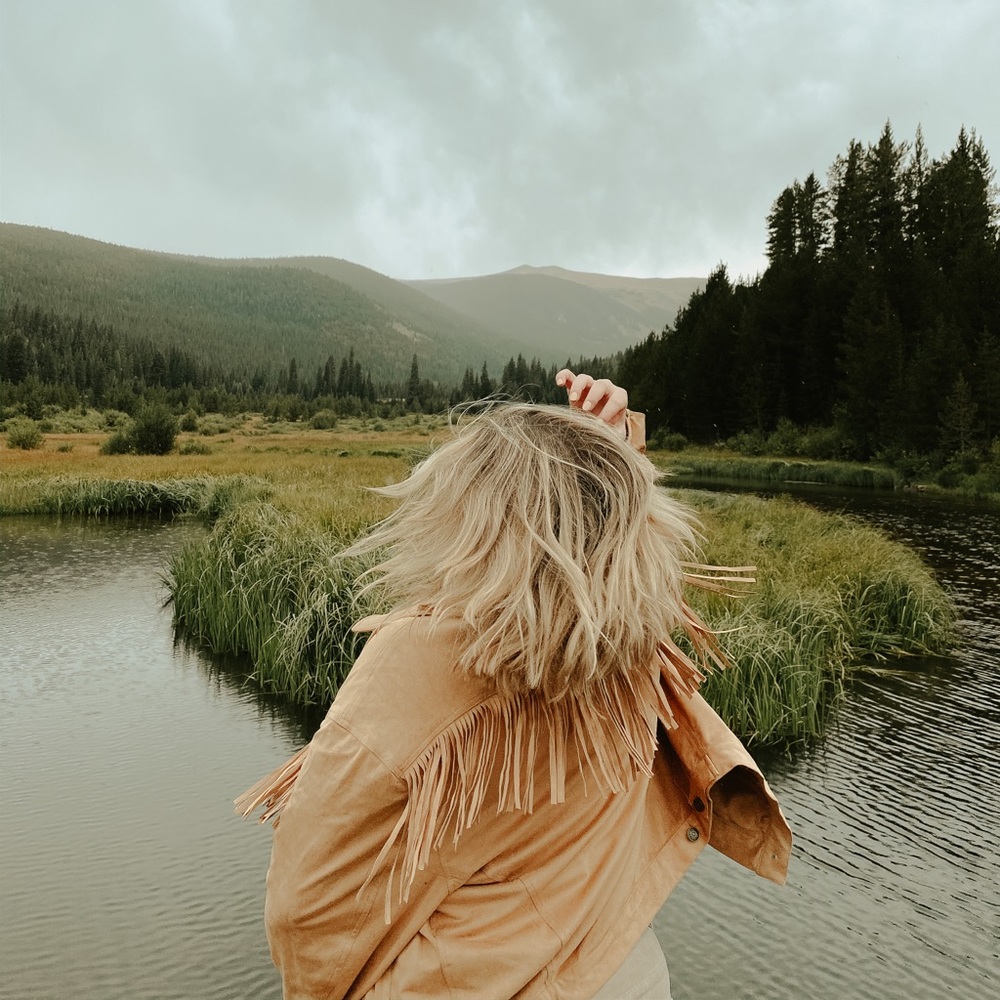 Suede fringe large jacket
